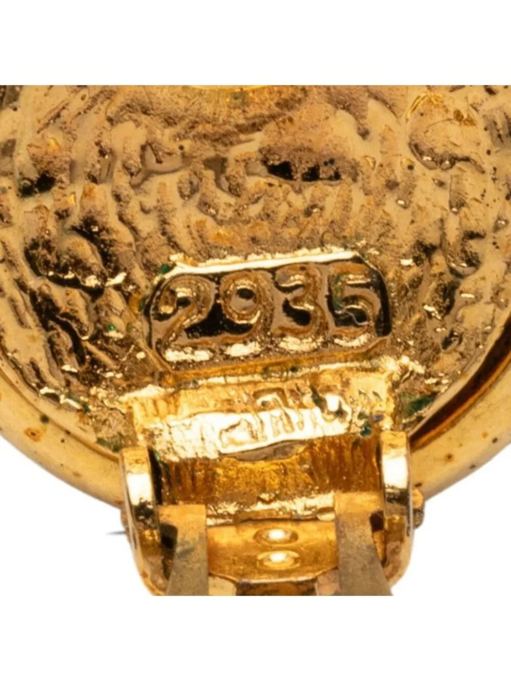 Chanel CC Logo Vintage Round Earrings Gold Plated